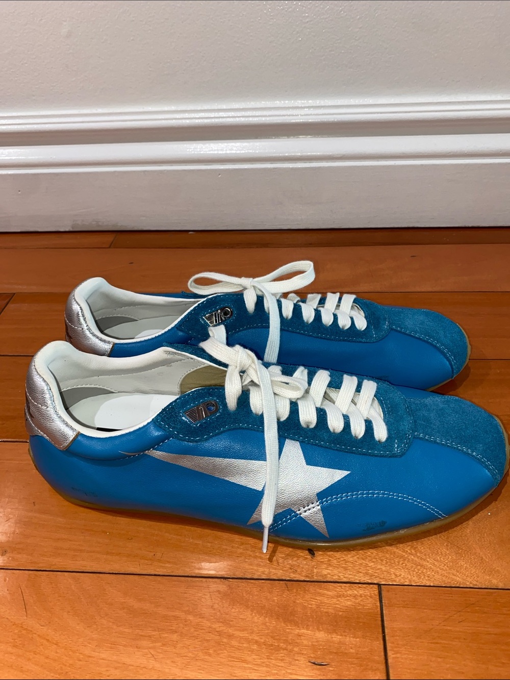 Golden Goose Blue Silver Star Low-Top Sneakers for Men